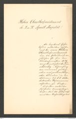 k.k. naturhistorisches Hofmuseum, Intendanzakten 1885-1896 (Hauer), Aktenzahl Z.376/1889, Seite 1